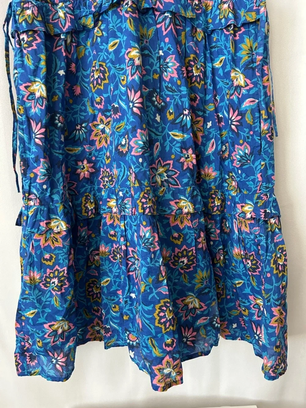 BanJan An Blue Floral Cotton Ruffled Sleeveless Dress **Size S** 🌸🌸 - Picture 4 of 6